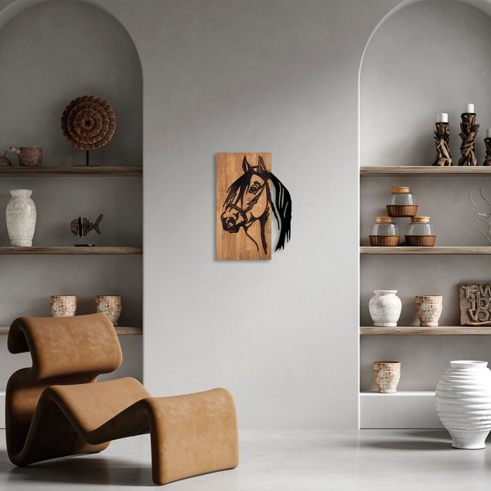 Wallity Accesorio Decorativo de Madera para Pared 317 - 40 x 3 x 58 cm, Madera y Metal, Negro y Nogal